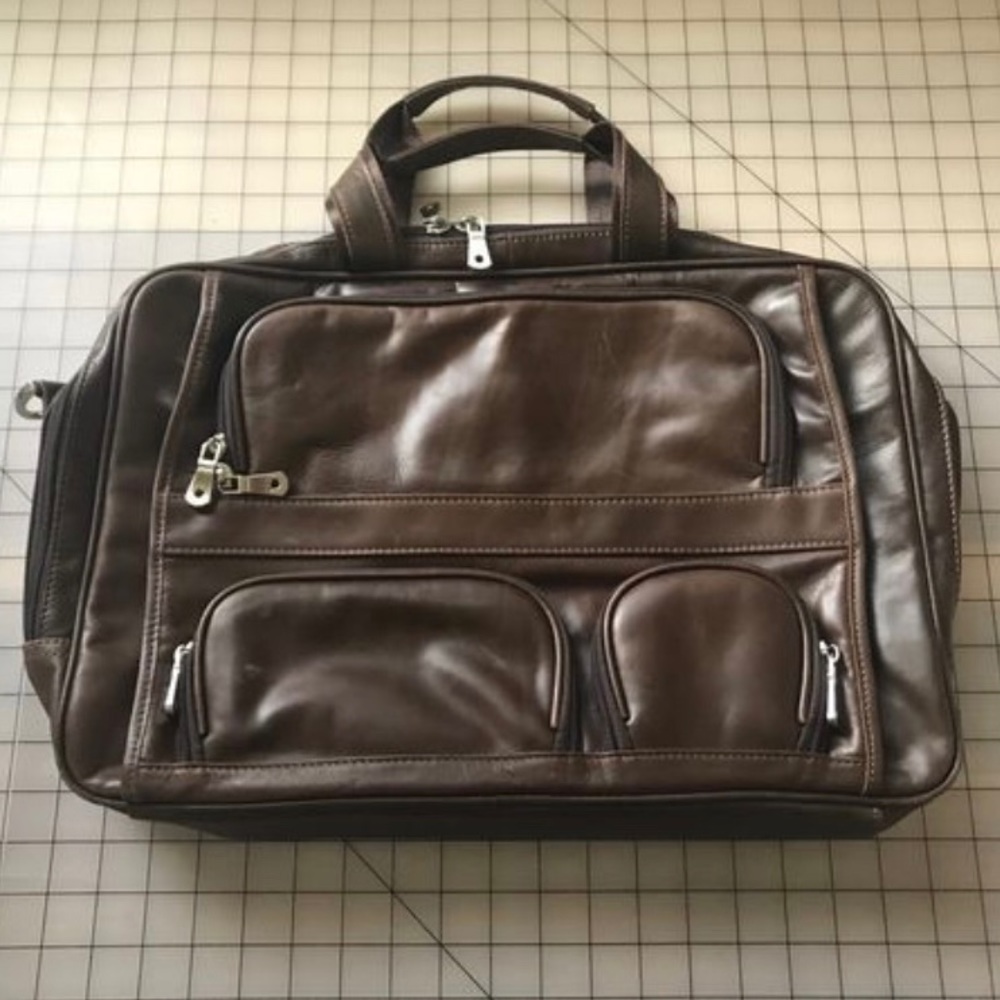 🔥17.3” Genuine Leather Briefcase Messenger Bag 🔥